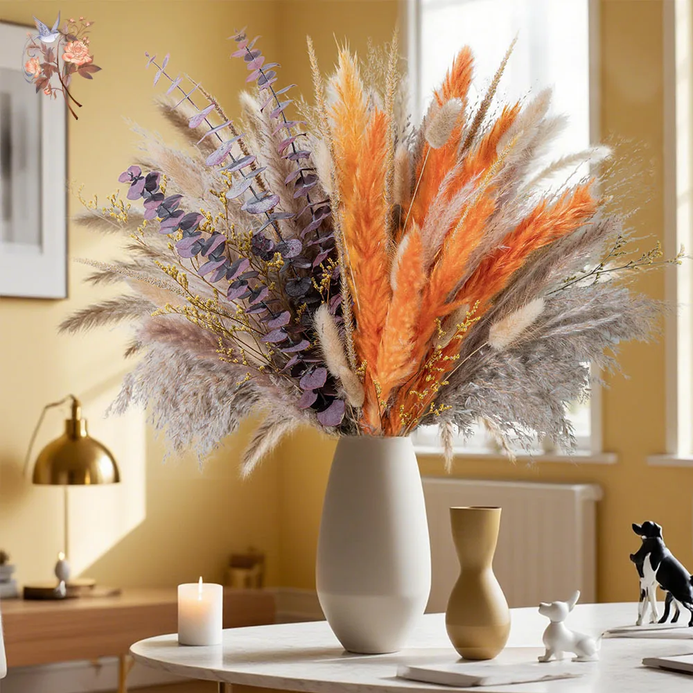 60pcs Orange Pampas Grass Drie - Eucalyptus Preserved recension och pris