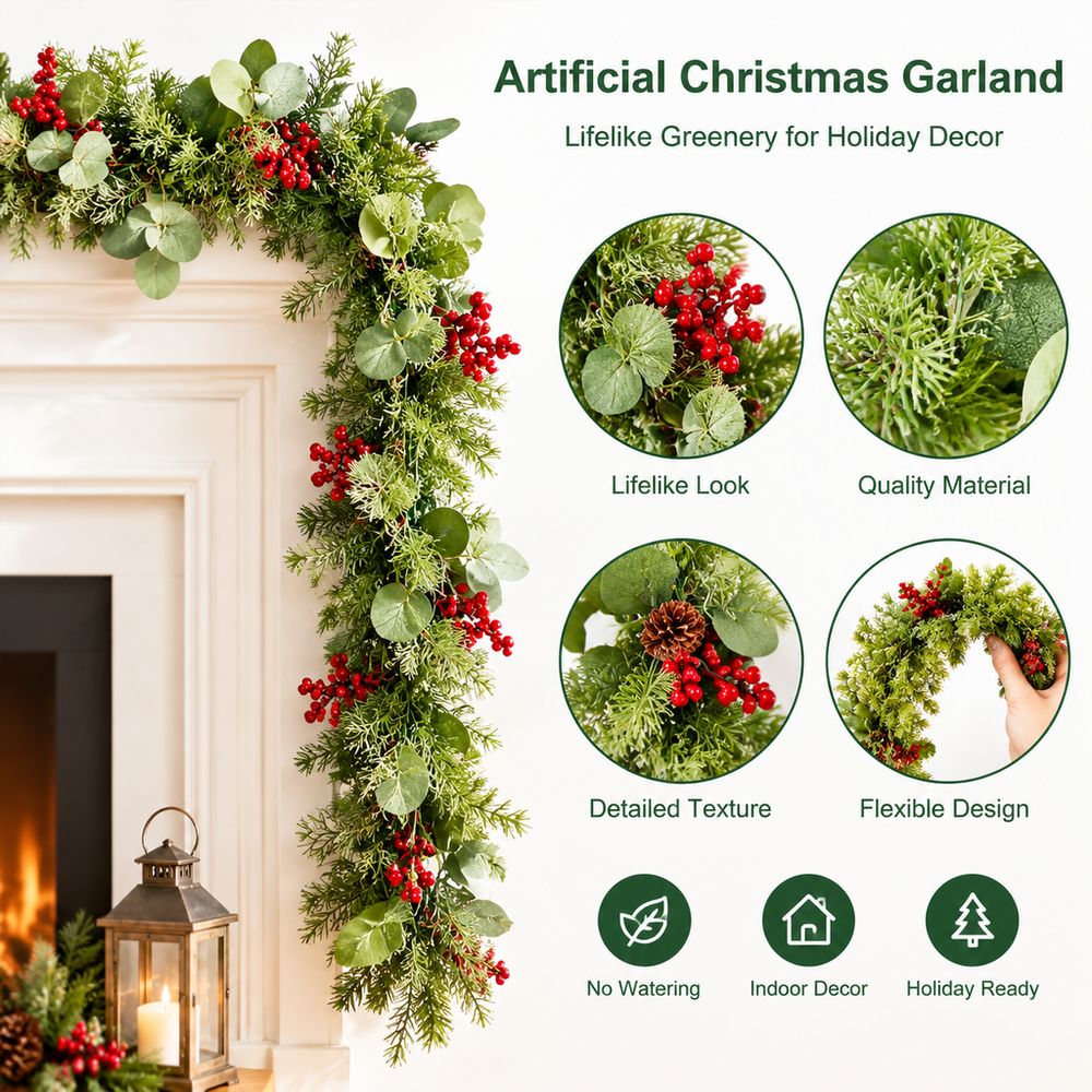 5.9-Foot Length Christmas Garl - Eucalyptus Preserved recension och pris